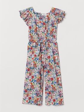 H&M Multicolor Floral Flutter-Sleeve One-Piece
